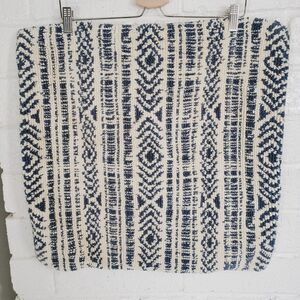LOLOI Pillow Cover 22 X 22 Blue Off White Woven Boho Tribal Zip Closure Decor